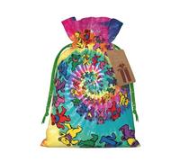 Longzehao Dancing thanksgiving bear Print Christmas Drawstring Gift Bags,Gift Wrapping Bag for Xmas Holiday Birthday Party