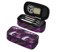 Longzehao Dark purple texture marble 1 Print Big Capacity Pencil Case Storage Organizer Makeup Bag Office Stationery Pouch