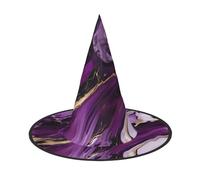 Longzehao Dark purple texture marble 1 Print Halloween Costume Witch Hat Adults Cosplay carnival party Costume Accessories