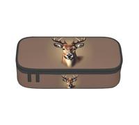 Longzehao Deer head printing Print Pencil Case Large Capacity Storage Pouch Holder Office Organizer box Makeup Bag