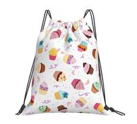 Longzehao Delicious Cupcakes Print Drawstring Backpack Sports Gym Beach Sack Yoga Dance Cinch Bag for Women Men