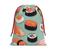 Longzehao Delicious sushi 1 Print Drawstring Gift Bags For Christmas,Holiday Gift Wrapping Bag Assorted Sizes