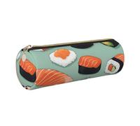Longzehao Delicious sushi 1 Print Leather Pen Pouch Storage case Makeup Bag Office Stationerys Markers Case.
