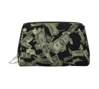Longzehao Dollar Sign Money Print Leather portable zipper makeup bag Cosmetic Pouch Toiletry Clutch Travel Organizer