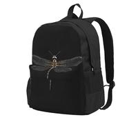 Longzehao Dragonfly Black Print Casual Backpack for Men and Women,Large Capacity Travel Work Computer Backpacks