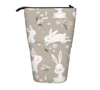 Longzehao Easter Bunny Floral Print Telescopic Pencil Bag Pen Holder Pop Up Storage Case,Standing Portable pen Case