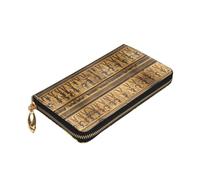 Longzehao Egypt Hieroglyphics Print Premium Leather Zip Around Wallet for Men and Women Checkbook Cover RFID Blocking