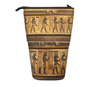 Longzehao Egypt Hieroglyphics Print Telescopic Pencil Bag Pen Holder Pop Up Storage Case,Standing Portable pen Case