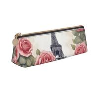 Longzehao Eiffel Tower Rose Flower Print Simple triangular Pen case Storage bag for Office supplies, cosmetics, toiletries, White, One Size, Art Deco