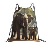 Longzehao Elephant Print Drawstring Backpack Sports Gym Beach Sack Yoga Dance Cinch Bag for Women Men