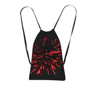 Longzehao Explosion Burst Red and Black Print Drawstring Backpack,String Backpack Storage bag for Gym Traveling Sport Beach Swim