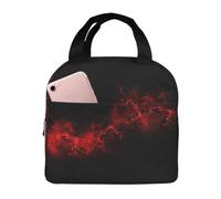 Longzehao Explosion Burst Red Black Print Lunch Bag for Women Men,Reusable Insulated Lunch Tote for Work,Picnic,Camping