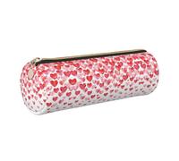 Longzehao Falling Red Hearts Print Leather Pen Pouch Storage case Makeup Bag Office Stationerys Markers Case.