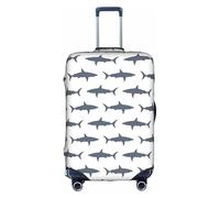 Longzehao fish and shark Print Travel Luggage Cover,Elastic Suitcase Cover Protector Fit 18-32 Inch Luggage, White, L