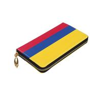 Longzehao Flag of Colombia Print Premium Leather Zip Around Wallet for Men and Women Checkbook Cover RFID Blocking
