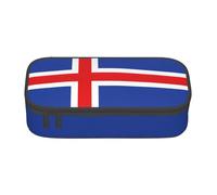 Longzehao Flag of Iceland Print Pencil Case Large Capacity Storage Pouch Holder Office Organizer box Makeup Bag