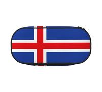 LONGZEHAO Flag of Iceland Print Simple rectangle Pen bag Storage case for Office supplies,cosmetics,toiletries