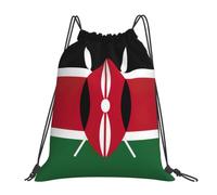 Longzehao Flag of Kenya Print Drawstring Backpack Sports Gym Beach Sack Yoga Dance Cinch Bag for Women Men