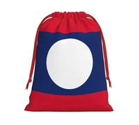 Longzehao Flag of Laos Print Drawstring Gift Bags For Christmas,Holiday Gift Wrapping Bag Assorted Sizes