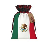 Longzehao Flag of Mexico Print Christmas Drawstring Gift Bags,Gifts Wrapping Bag for Birthday Holiday Xmas Party