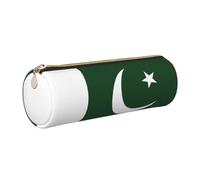 Longzehao Flag of Pakistan Print Leather Pen Pouch Storage case Makeup Bag Office Stationerys Markers Case.