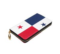 Longzehao Flag of Panama Print Premium Leather Zip Around Wallet for Men and Women Checkbook Cover RFID Blocking
