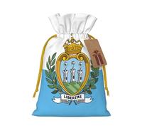 Longzehao Flag of San Marino Print Christmas Drawstring Gift Bags,Gift Wrapping Bag for Xmas Holiday Birthday Party