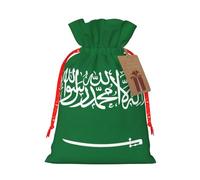 Longzehao Flag of Saudi Arabia Print Christmas Drawstring Gift Bags,Gift Wrapping Bag for Xmas Holiday Birthday Party
