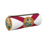 Longzehao Florida State Flag Print Leather Pen Pouch Storage case Makeup Bag Office Stationerys Markers Case.