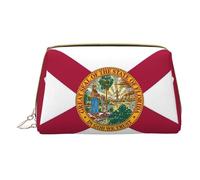 Longzehao Florida State Flag Print Leather Zipper Makeup Bag Cosmetic Pouch Travel Organizer Toiletry Bag Clutch White, One Size, Color: White., One Size, Colour: white., One size