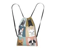 Longzehao french bulldog Print Drawstring Backpack,String Backpack Storage bag for Gym Traveling Sport Beach Swim