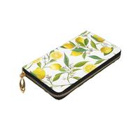 Longzehao Fresh Tropical Lemons Print Premium Leather Zip Around Wallet for Men and Women Checkbook Cover RFID Blocking