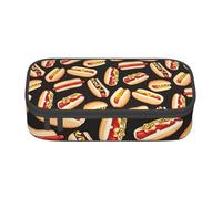 Longzehao Fun Food Hot Dogs Print Pencil Case Large Capacity Storage Pouch Holder Office Organizer box Makeup Bag