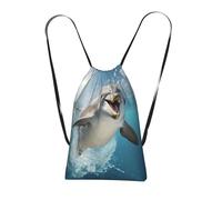Longzehao Funny Animal Dolphin Print Drawstring Backpack,String Backpack Storage bag for Gym Traveling Sport Beach Swim