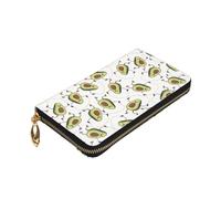 Longzehao Funny Cartoon Avocados Print Premium Leather Zip Around Wallet for Men and Women Checkbook Cover RFID Blocking