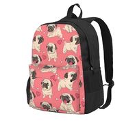 Longzehao Funny Cartoon Pug Puppy Dog Print Casual Backpack for Men and Women,Large Capacity Travel Work Computer Backpacks