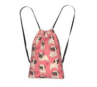 Longzehao Funny Cartoon Pug Puppy Dog Print Drawstring Backpack,String Backpack Storage bag for Gym Traveling Sport Beach Swim