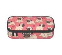 Longzehao Funny Cartoon Pug Puppy Dog Print Pencil Case Large Capacity Storage Pouch Holder Office Organizer box Makeup Bag