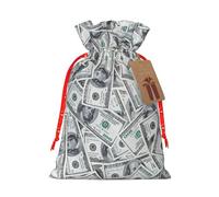 Longzehao Funny Dollar Money Print Christmas Drawstring Gift Bags,Gift Wrapping Bag for Xmas Holiday Birthday Party