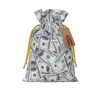 Longzehao Funny Dollar Money Print Christmas Drawstring Gift Bags,Gift Wrapping Bag for Xmas Holiday Birthday Party