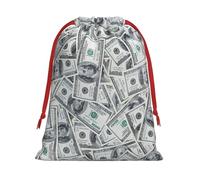 Longzehao Funny Dollar Money Print Drawstring Gift Bags For Christmas,Holiday Gift Wrapping Bag Assorted Sizes