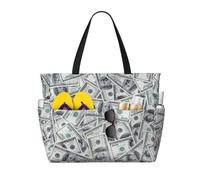Longzehao Funny Dollar Money Print Large Beach Bag for Women Waterproofes Sandproof Beach Tote Bags Foldable Pool Bag