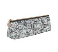 Longzehao Funny Dollar Money Print Leather Pencil Pouch Cosmetic Makeup Bag Pen Office Stationerys Markers Case