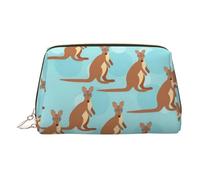 Longzehao Funny for Kangaroo Zoo Print Leather portable zipper makeup bag Cosmetic Pouch Toiletry Clutch Travel Organizer