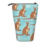 Longzehao Funny for Kangaroo Zoo Print Telescopic Pencil Bag Pen Holder Pop Up Storage Case,Standing Portable pen Case