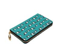 Longzehao Galloway Cow Print Premium Leather Zip Around Wallet for Men and Women Checkbook Cover RFID Blocking