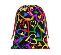 Longzehao Gay Pride Rainbow Print Drawstring Gift Bags For Christmas,Holiday Gift Wrapping Bag Assorted Sizes