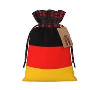 Longzehao Germany Flag Print Christmas Drawstring Linen Present Bag, Christmas Wrapping Bags, Xmas Goodie Bags
