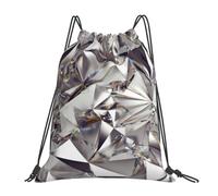 Longzehao Glitter Abstract Diamond Crystal Pattern Print Drawstring Backpack Sports Gym Beach Sack Yoga Dance Cinch Bag for Women Men