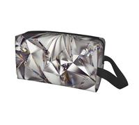 Longzehao Glitter Abstract Diamond Crystal Pattern Print Travel Storage Bag for men women,Portable Toiletry Bag Large Capacity Organizer
